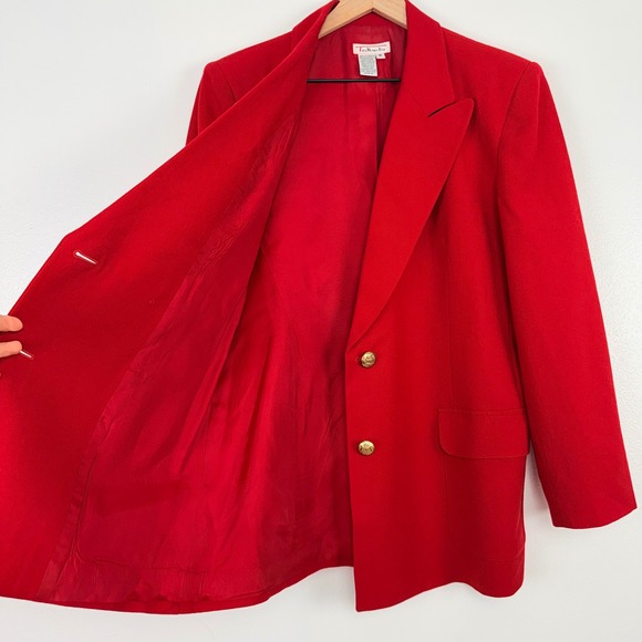 Vintage Talbots Red Wool Blazer Single Breasted Womens 8 Gold Buttons Academia - Picture 7 of 16